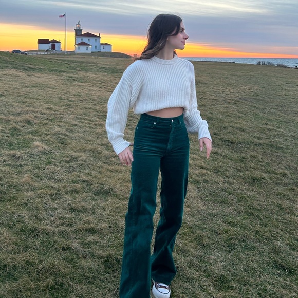 Green Corduroy Flare Pants - Picture 6 of 6
